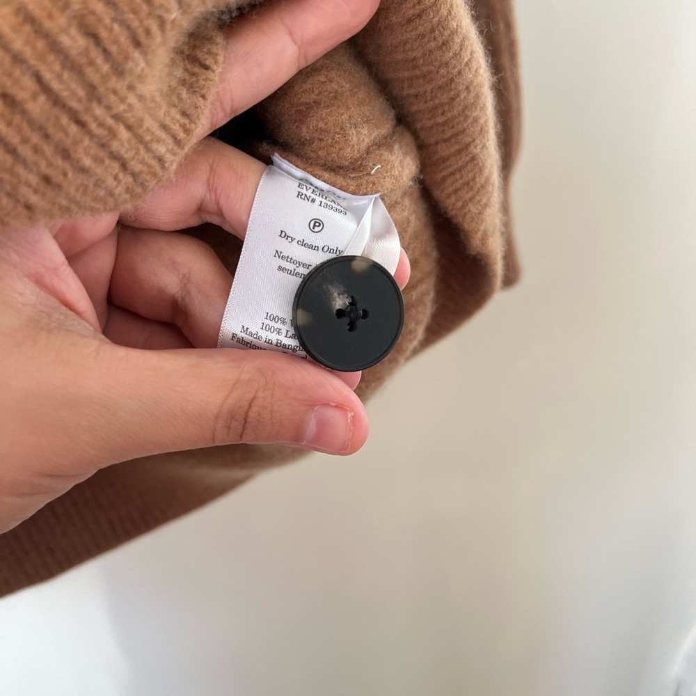 Everlane Brown neutral 100% Wool cozy Ribbed Women's Cardigan XL - Picture 9 of 11